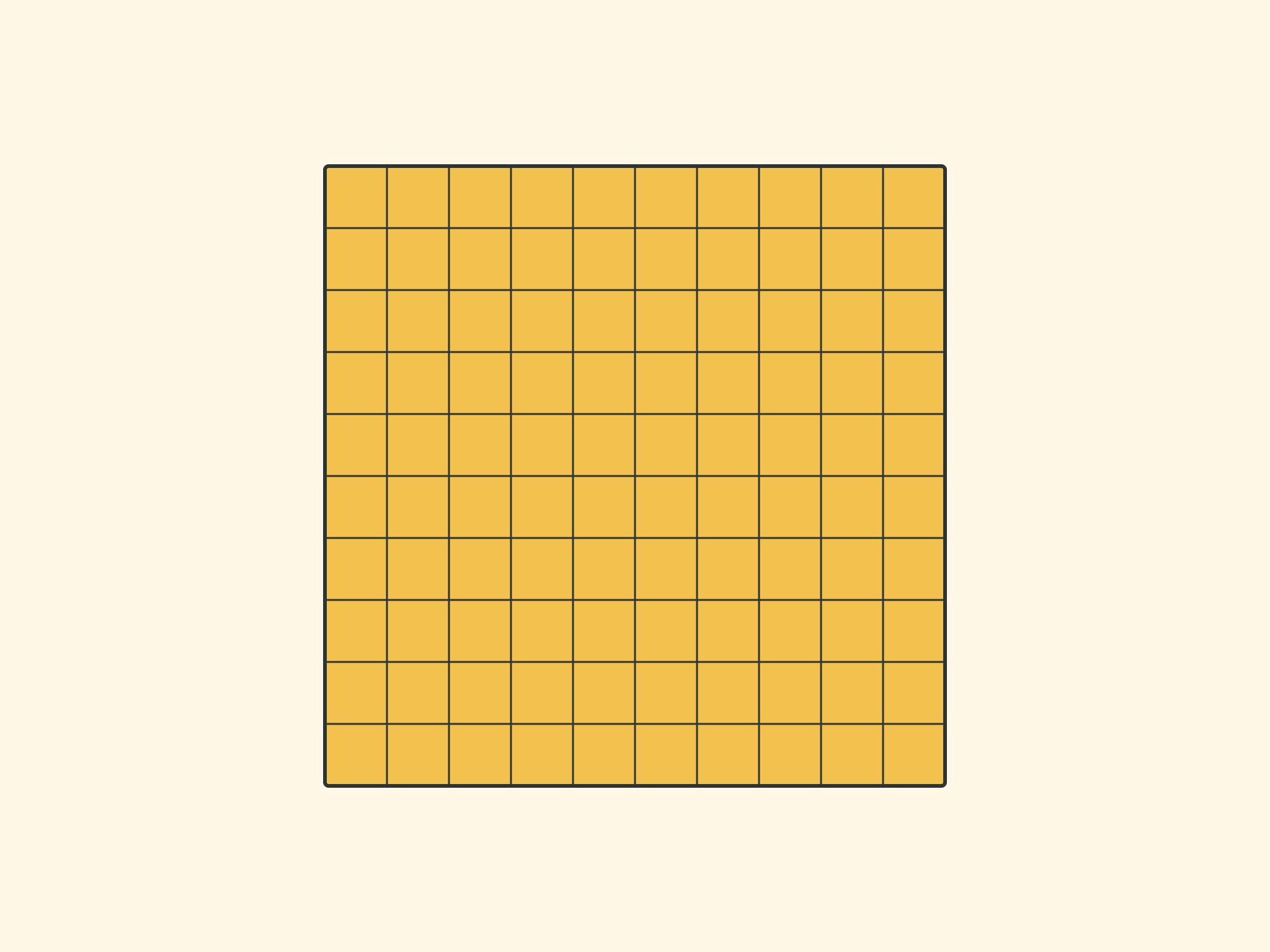 One big yellow square grid, a hundred.